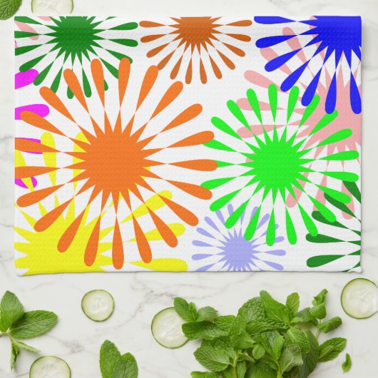 Multicolored Flowers Theedoek (Gevouwen)