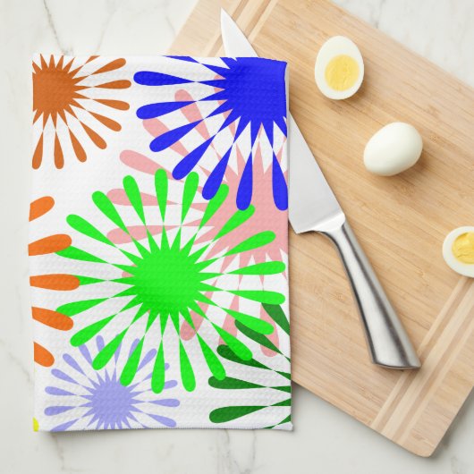 Multicolored Flowers Theedoek (Quarter Fold)