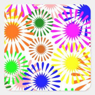 Multicolored Flowers Vierkante Sticker
