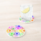 Multicolored Flowers Zandsteen Onderzetter (Zijkant)