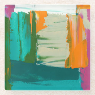 Multicolored Free Expression Painting Glazen Onderzetter