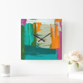 Multicolored Free Expression Painting Vierkante Klok (Huis)
