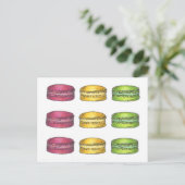 Multicolored French Macaron Macarons Cookie Kaart (Staand voorkant)