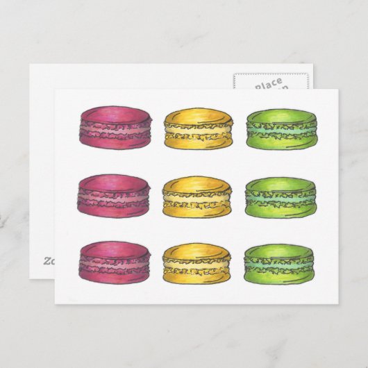Multicolored French Macaron Macarons Cookie Kaart (Voorkant / Achterkant)