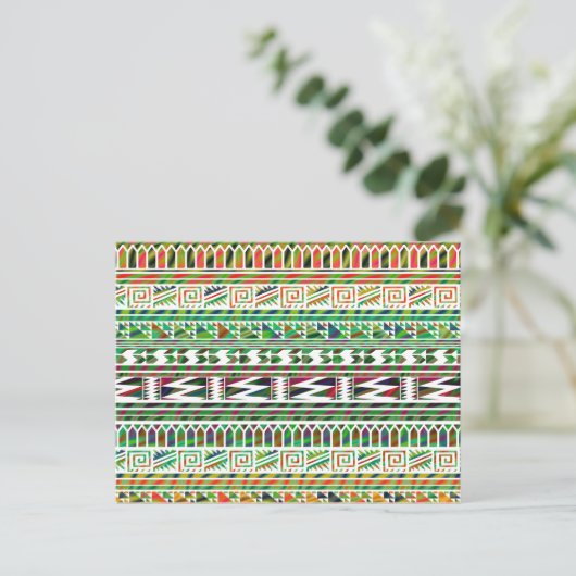 Multicolored Geometric Aztec Tribal Print Pattern Briefkaart (Staand voorkant)