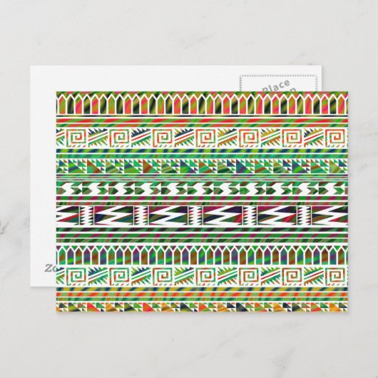 Multicolored Geometric Aztec Tribal Print Pattern Briefkaart (Voorkant / Achterkant)