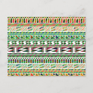 Multicolored Geometric Aztec Tribal Print Pattern Briefkaart
