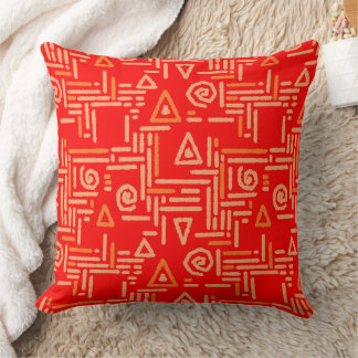 Multicolored geometric ethnic pattern orange red  kussen