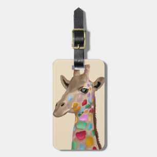 MultiColored Giraffe Bagagelabel