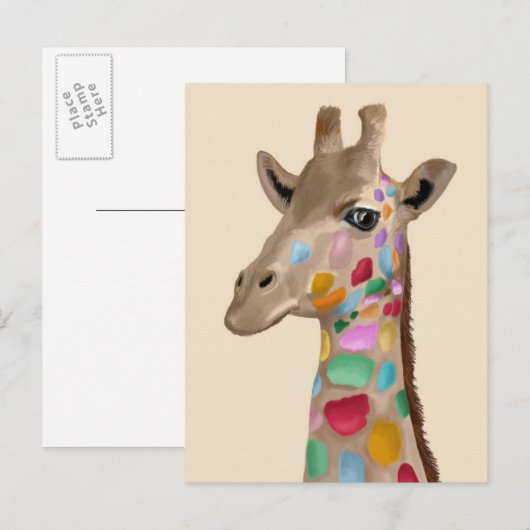 MultiColored Giraffe Briefkaart (Voorkant / Achterkant)