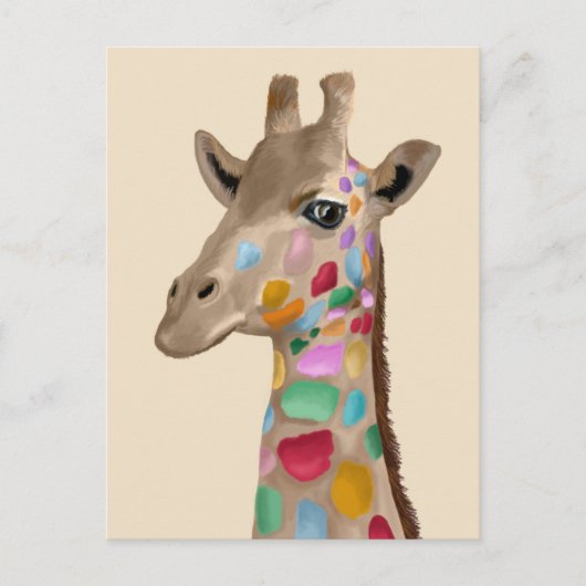MultiColored Giraffe Briefkaart (Voorkant)