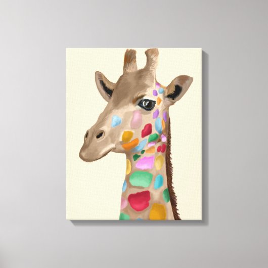 MultiColored Giraffe Canvas Afdruk (Voorkant)