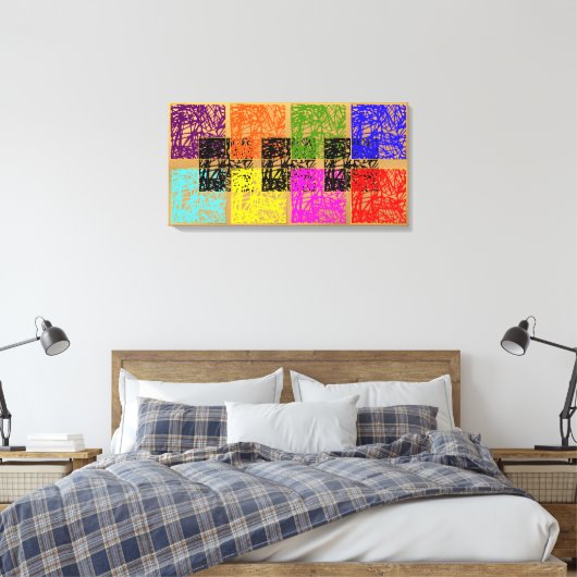 Multicolored Gold Squares Streted Canvas Afdrukken (Insitu (Slaapkamer))