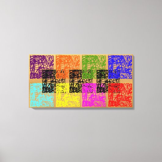 Multicolored Gold Squares Streted Canvas Afdrukken (Voorkant)
