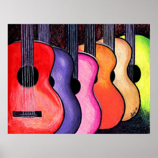 Multicolored Guitars Poster door Loni (Voorkant)