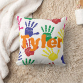 Multicolored handdruk op maat van kinderen kussen (Deken)