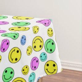 Multicolored Happy Emoji Faces Tafelkleed