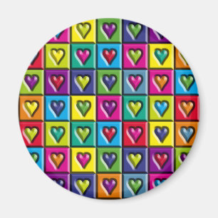 Multicolored Hearts Magneet