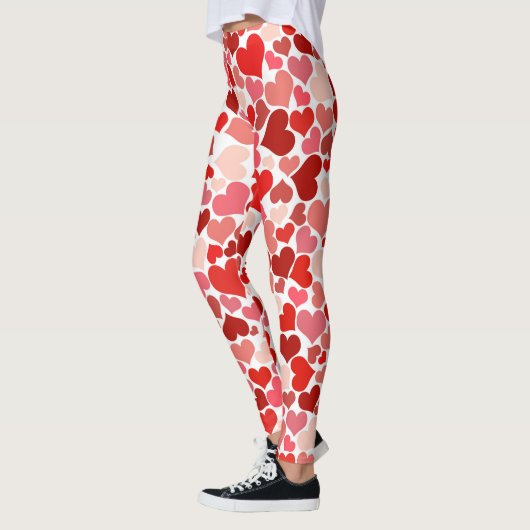 Multicolored Hearts op Wit Leggings (Links)