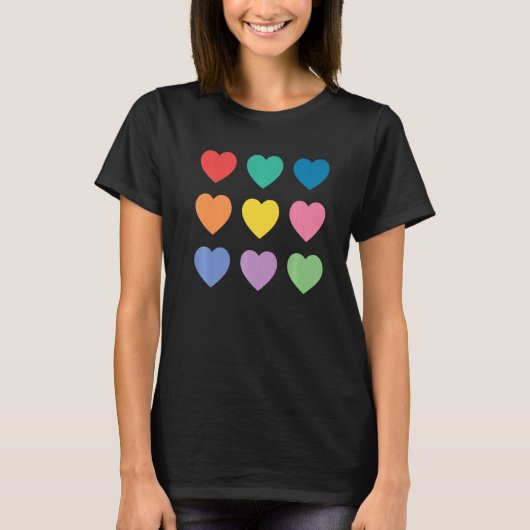 Multicolored Hearts Premium T-shirt (Voorkant)
