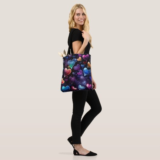 Multicolored Hearts Tote Bag (Op model)