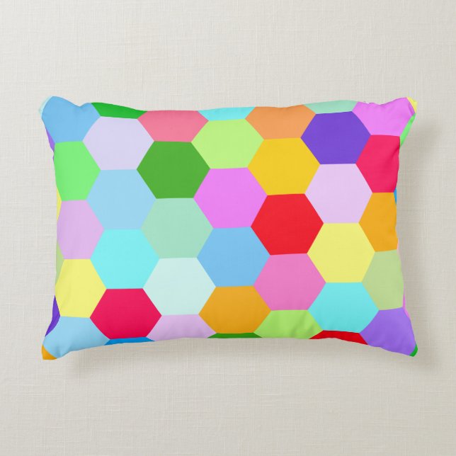 Multicolored Hexagon Pattern Accent Kussen (Voorkant)