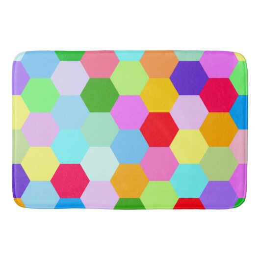 Multicolored Hexagon Pattern Badmat (Voorkant)