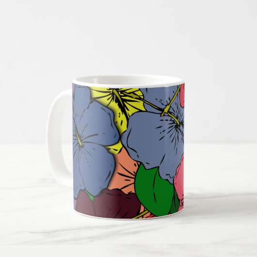 Multicolored Hibiscus Flowers #1 Koffiemok (Voorkant links)