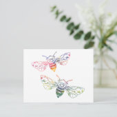 Multicolored Honeybee Doodles Briefkaart (Staand voorkant)