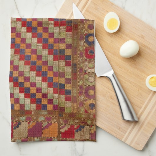 Multicolored Indian Quilt Print Theedoek (Quarter Fold)