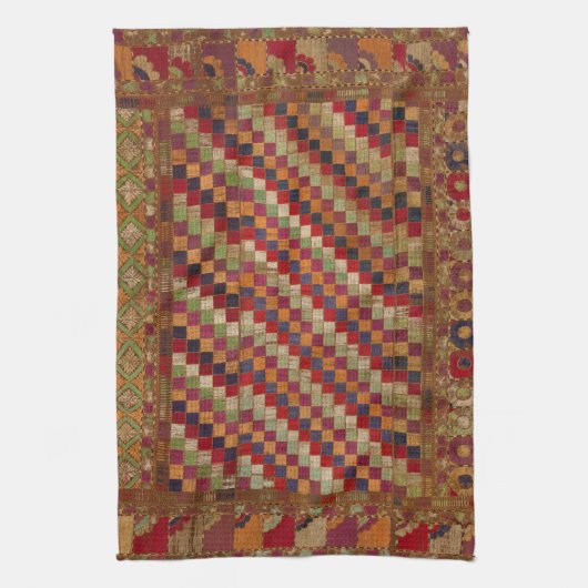 Multicolored Indian Quilt Print Theedoek (Verticaal)