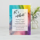 Multicolored Ink Let's Celebrate Wedding Reception Kaart (Staand voorkant)
