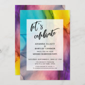 Multicolored Ink Let's Celebrate Wedding Reception Kaart (Voorkant / Achterkant)