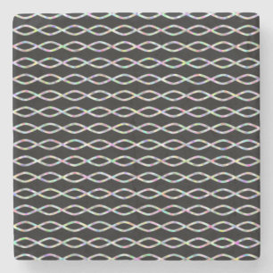 Multicolored keten-als patroon (zwarte achtergrond stenen onderzetter