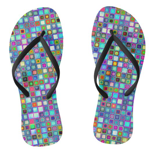 Multicolored "Kindergarten" Retro Tiles Pattern Teenslippers (Voetbed)