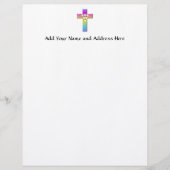 Multicolored Kruis met hart Persoonlijk Briefhoofd (Voorkant)