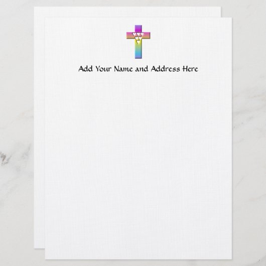 Multicolored Kruis met hart Persoonlijk Briefhoofd (Voorkant / Achterkant)