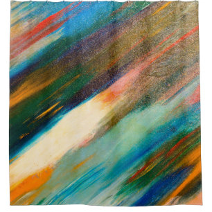 Multicolored long diagonaal waterverf slagen op t douchegordijn
