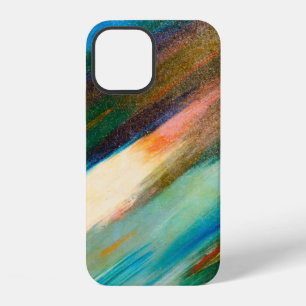 Multicolored long diagonaal waterverf slagen op t iPhone 12 hoesje