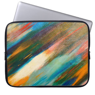 Multicolored long diagonaal waterverf slagen op t laptop sleeve