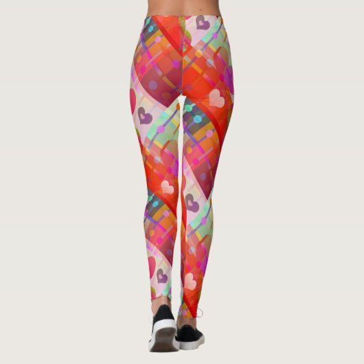 Multicolored Love Hearts Pattern-Leggings Leggings (Achterkant)