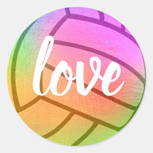 Multicolored Love Volleyball Ronde Sticker (Voorkant)