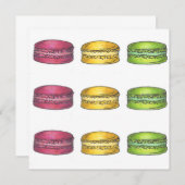 Multicolored Macarons Macaron Cookie Uitnodiging (Voorkant / Achterkant)