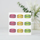 Multicolored Macarons Macaron Cookie Uitnodiging (Staand voorkant)