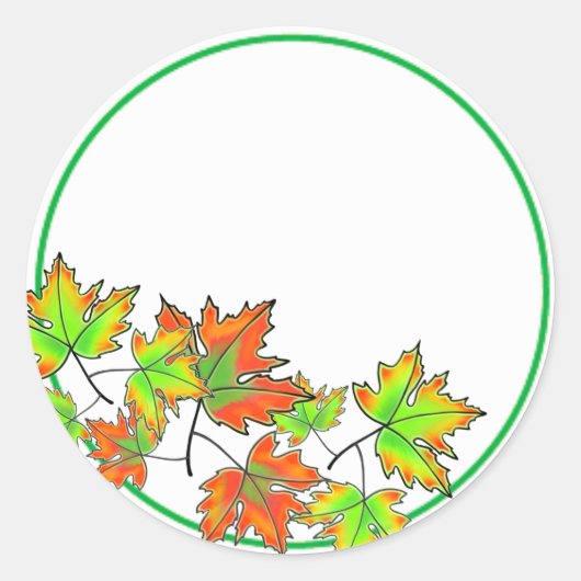Multicolored Maple Leaves Ronde Sticker (Voorkant)