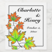 Multicolored Maple Leaves Wijn Etiket (Enkel label)