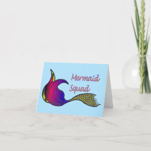 Multicolored Mermaid Squad blanco briefkaart