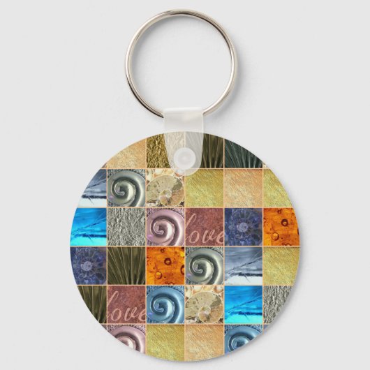Multicolored Metal Love Mosaic Patchwork Sleutelhanger (Voorkant)