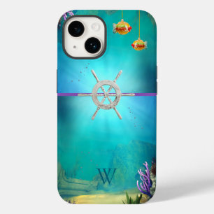 Multicolored Monogrammed Underwater Scene w/ Fish Case-Mate iPhone 14 Hoesje