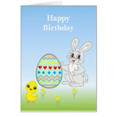 Multicolored paashaas en Egg Birthday (Voorkant)